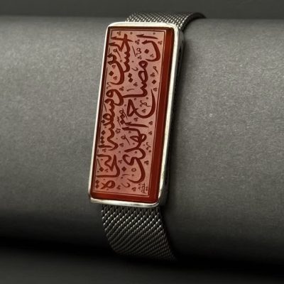 دستبند عقیق سرخ مردانه