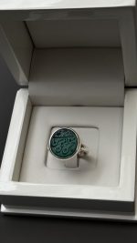 انگشتر عقیق سبز خطی مردانه